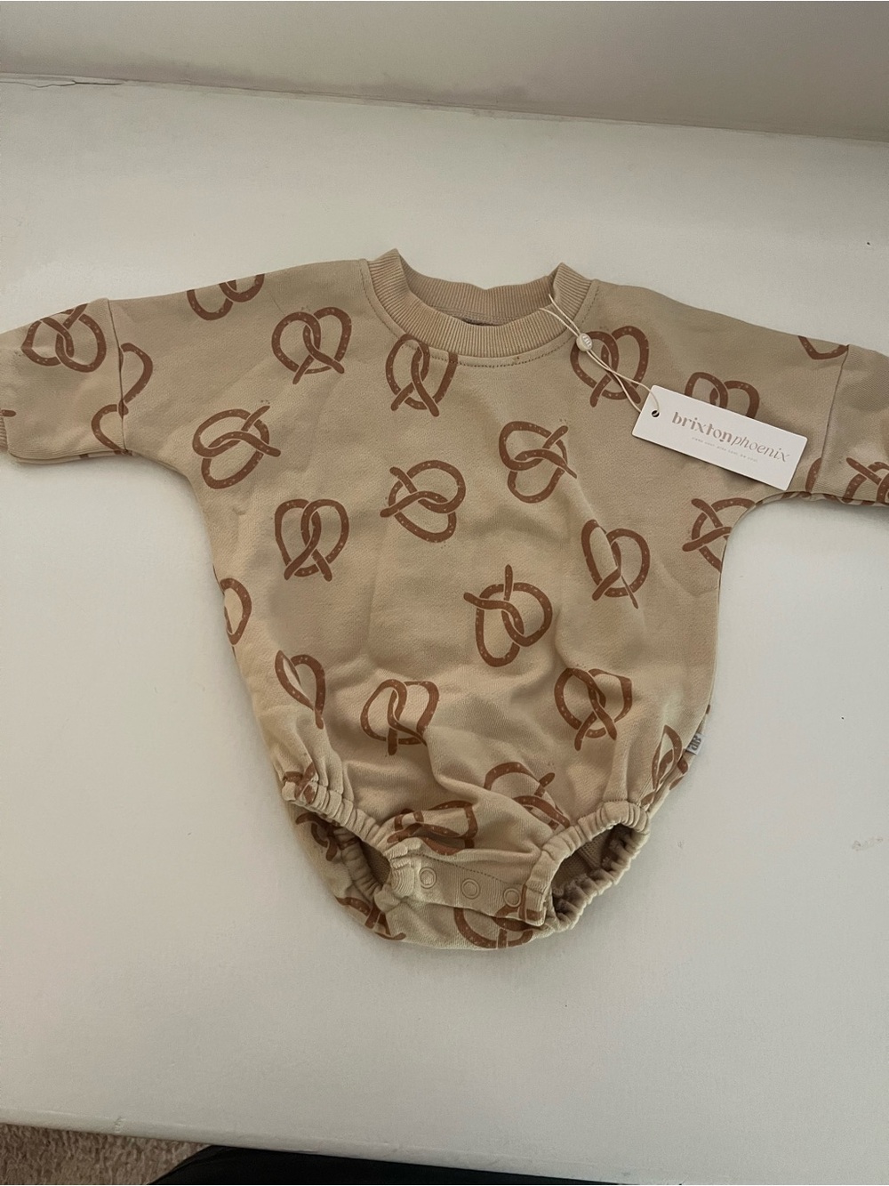 Brixton Pheonix Beige Pretzel Print Baby One-Piece